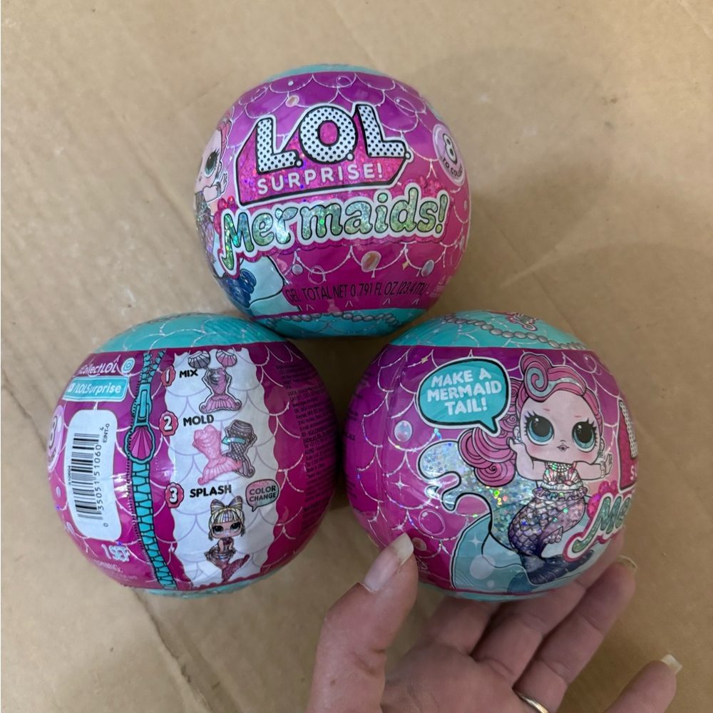 L.O.L. Surprise! SET OF THREE (3) Mermaids Pink and Teal Balls